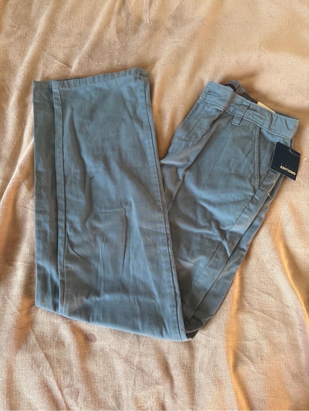 NWT 100% Cotton Basic Editions Boys Slate Blue Chinos